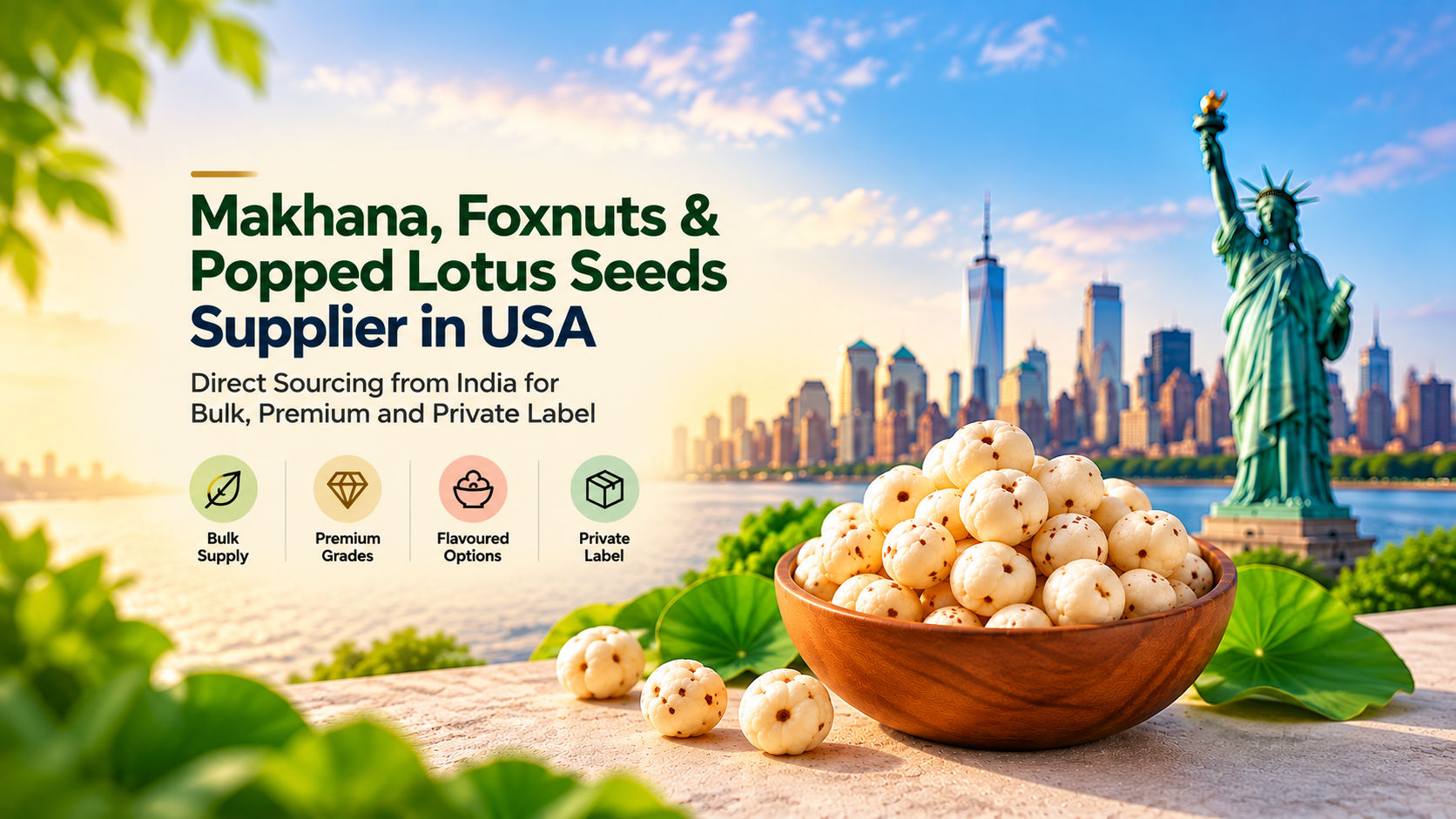 Makhana, Foxnut & Popped Lotus Seeds Supplier in USA